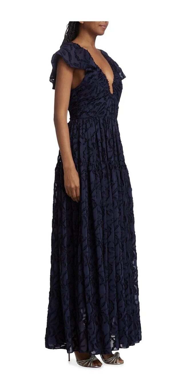 Tanya Taylor Navy Maxi Dress size10. MN119